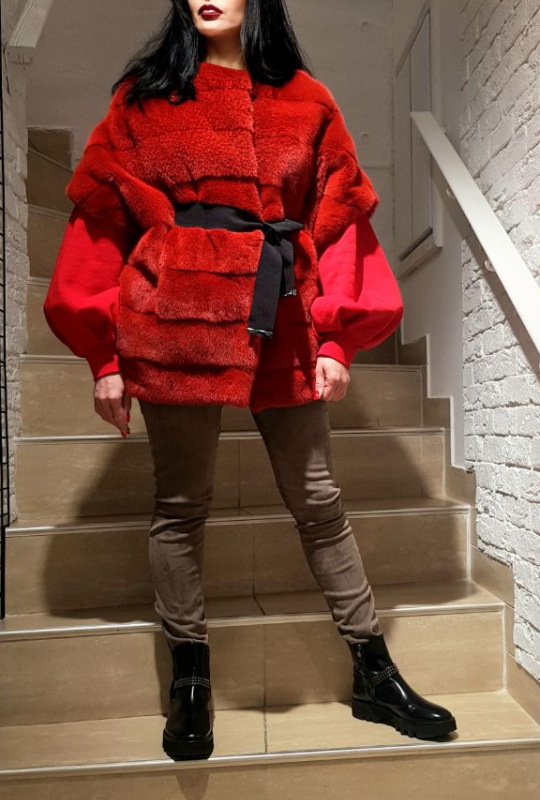 Жилет из норки, 78476, rosso/красный