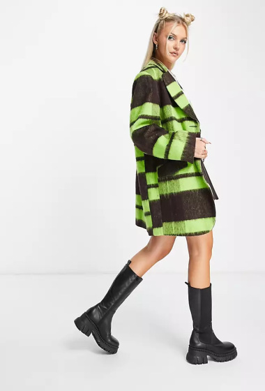 Пальто, 118718501, зелено-коричн