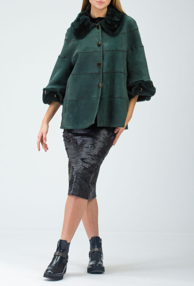 Дубленка из овчины A9622SH зеленый