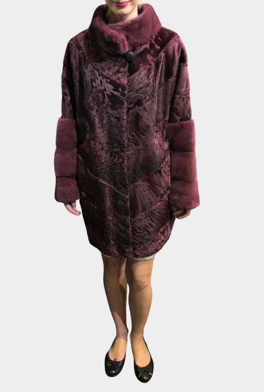 Шуба из свакары, Kaci, бордовый