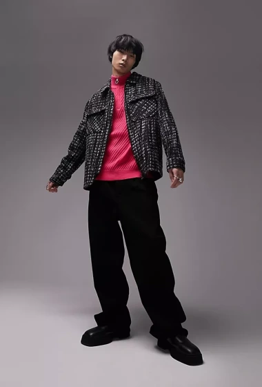 Пальто, 102794174, черно-белый